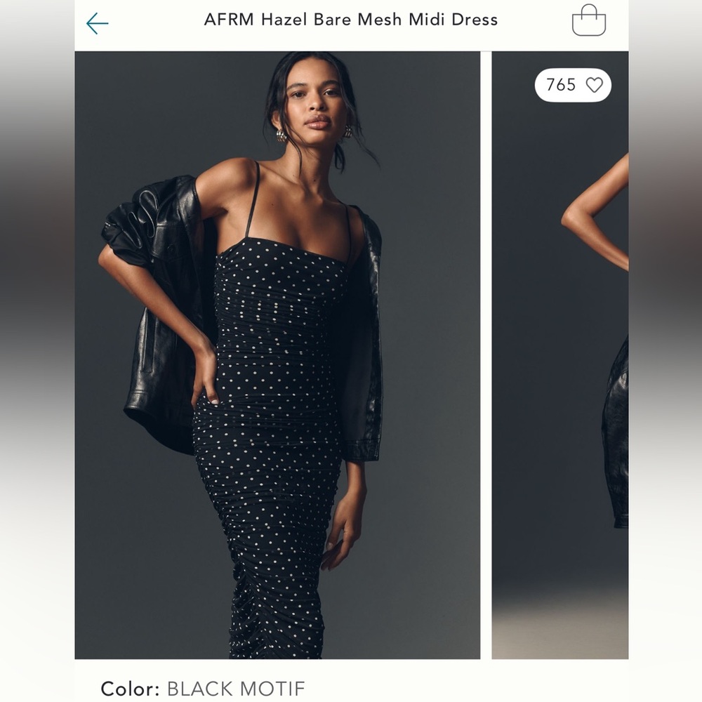 AFRM Black Motif mesh midi dress